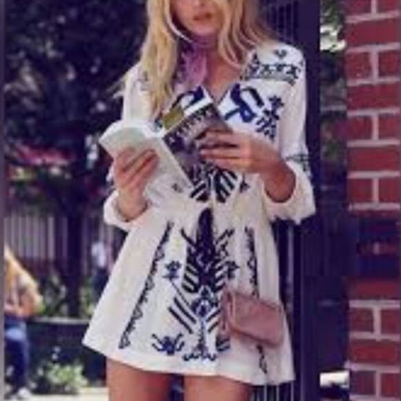 Free People Anouk Embroidered Mini Dress - Picture 1 of 7